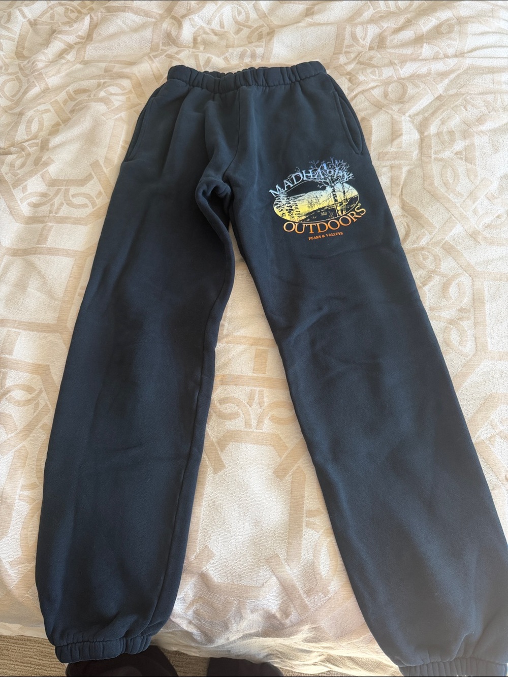 Madhappy Black 'Outdoors' Graphic Sweatpants with Yellow Accent
